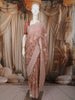 Dusty Rose Pink Floral Printed Design Georgette Fancy Saree with Scalloped Border