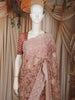 Dusty Rose Pink Floral Printed Design Georgette Fancy Saree with Scalloped Border