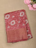 Dusty Rose Pink Floral Printed Design Mixed Cotton Casual Wear Saree