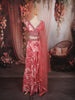 Dusty Rose Pink Floral Printed and Beads Embroidered Design Chiffon Party Lehenga with Matching Dupatta