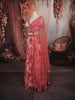 Dusty Rose Pink Floral Printed and Beads Embroidered Design Chiffon Party Lehenga with Matching Dupatta