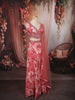 Dusty Rose Pink Floral Printed and Beads Embroidered Design Chiffon Party Lehenga with Matching Dupatta