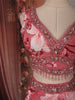 Dusty Rose Pink Floral Printed and Beads Embroidered Design Chiffon Party Lehenga with Matching Dupatta
