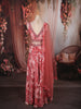 Dusty Rose Pink Floral Printed and Beads Embroidered Design Chiffon Party Lehenga with Matching Dupatta