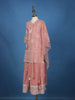 Dusty Rose Pink Floral Sequins Embroidered Silk Kids Palazzo Suit