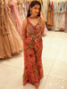 Dusty Rose Pink Floral Sequins and Beads Embroidered Design Georgette Palazzo Suit with Choker Dupatta