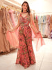 Dusty Rose Pink Floral Sequins and Beads Embroidered Design Georgette Palazzo Suit with Choker Dupatta