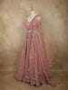 Dusty Rose Pink Floral Sequins and Beads Embroidered Design Net Lehenga With Dupatta