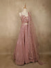 Dusty Rose Pink Floral Sequins and Beads Embroidered Design Net Lehenga With Dupatta
