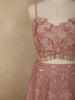 Dusty Rose Pink Floral Sequins and Beads Embroidered Design Net Lehenga With Dupatta