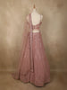 Dusty Rose Pink Floral Sequins and Beads Embroidered Design Net Lehenga With Dupatta