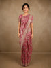 Dusty Rose Pink Floral Sequins and Beads Embroidered Design Pure Banarasi Designer Saree