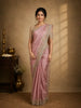 Dusty Rose Pink Floral Sequins and Beads Embroidered Design Pure Tussar Silk Designer Saree