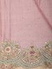 Dusty Rose Pink Floral Sequins and Beads Embroidered Design Pure Tussar Silk Designer Saree