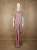 Dusty Rose Pink Floral Sequins and Beads Embroidered Design Pure Tussar Silk Designer Saree