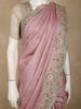 Dusty Rose Pink Floral Sequins and Beads Embroidered Design Pure Tussar Silk Designer Saree