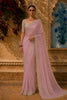 Dusty Rose Pink Floral Sequins and Beads Embroidered Design Pure Tussar Silk Designer Saree