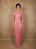 Dusty Rose Pink Floral Sequins and Beads Embroidered Design Tissue Silk Designer Saree with Designer Border