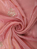 Dusty Rose Pink Floral Sequins and Beads Embroidered Design Tissue Silk Designer Saree with Designer Border
