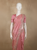 Dusty Rose Pink Floral Sequins and Beads Embroidered Design Tissue Silk Designer Saree with Designer Border