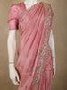 Dusty Rose Pink Floral Sequins and Beads Embroidered Design Tissue Silk Designer Saree with Designer Border