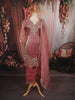 Dusty Rose Pink Floral Sequins and Beads Embroidered Design Tissue Silk Straight Cut Salwar Suit with Matching Dupatta