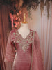 Dusty Rose Pink Floral Sequins and Beads Embroidered Design Tissue Silk Straight Cut Salwar Suit with Matching Dupatta
