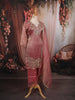 Dusty Rose Pink Floral Sequins and Beads Embroidered Design Tissue Silk Straight Cut Salwar Suit with Matching Dupatta