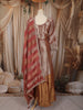 Dusty Rose Pink Floral Sequins and Kartana Embroidered Design Tissue Silk Anarkali Gown with Hip Belt