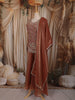 Dusty Rose Pink Floral Sequins and Thread Embroidered Design Organza Palazzo Suit with Dupatta