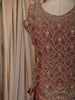 Dusty Rose Pink Floral Sequins and Thread Embroidered Design Organza Palazzo Suit with Dupatta