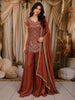 Dusty Rose Pink Floral Sequins and Thread Embroidered Design Organza Palazzo Suit with Dupatta