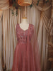 Dusty Rose Pink Floral Sequins and Zardozi Embroidered Design Organza Gown with Matching Dupatta