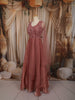 Dusty Rose Pink Floral Sequins and Zardozi Embroidered Design Organza Gown with Matching Dupatta