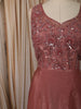 Dusty Rose Pink Floral Sequins and Zardozi Embroidered Design Organza Gown with Matching Dupatta