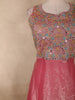 Dusty Rose Pink Floral Thread Embroidery Design Space Silk Party Wear Gown