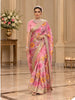Dusty Rose Pink Floral Vine Embroidered Design Pure Tissue Organza Designer Saree with Heavy Work Sequins Border