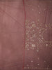 Dusty Rose Pink Floral Vine Sequins Embroidered Design Net Party Wear Saree with Designer Border