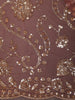 Dusty Rose Pink Floral Vine Sequins Embroidered Design Net Party Wear Saree with Designer Border