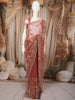Dusty Rose Pink Floral Vine Sequins Embroidered Design Net Party Wear Saree with Designer Border