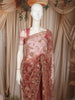 Dusty Rose Pink Floral Vine Sequins Embroidered Design Net Party Wear Saree with Designer Border