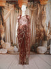 Dusty Rose Pink Floral Vine Sequins and  Beads Embroidered Design Net Party Wear Saree with Designer Border