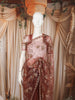 Dusty Rose Pink Floral Vine Sequins and  Beads Embroidered Design Net Party Wear Saree with Designer Border