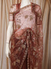 Dusty Rose Pink Floral Vine Sequins and  Beads Embroidered Design Net Party Wear Saree with Designer Border