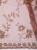 Dusty Rose Pink Floral Vine Sequins and  Beads Embroidered Design Net Party Wear Saree with Designer Border