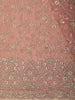 Dusty Rose Pink Floral Vine Zari Embroidered Design Georgette Fancy Saree with Scalloped Border
