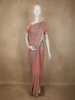 Dusty Rose Pink Floral Vine Zari Embroidered Design Georgette Fancy Saree with Scalloped Border