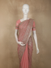 Dusty Rose Pink Floral Vine Zari Embroidered Design Georgette Fancy Saree with Scalloped Border