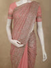 Dusty Rose Pink Floral Vine Zari Embroidered Design Georgette Fancy Saree with Scalloped Border