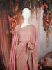 Dusty Rose Pink Floral Vine Zari Embroidered Design Georgette Saree with Matching Grand Dupatta